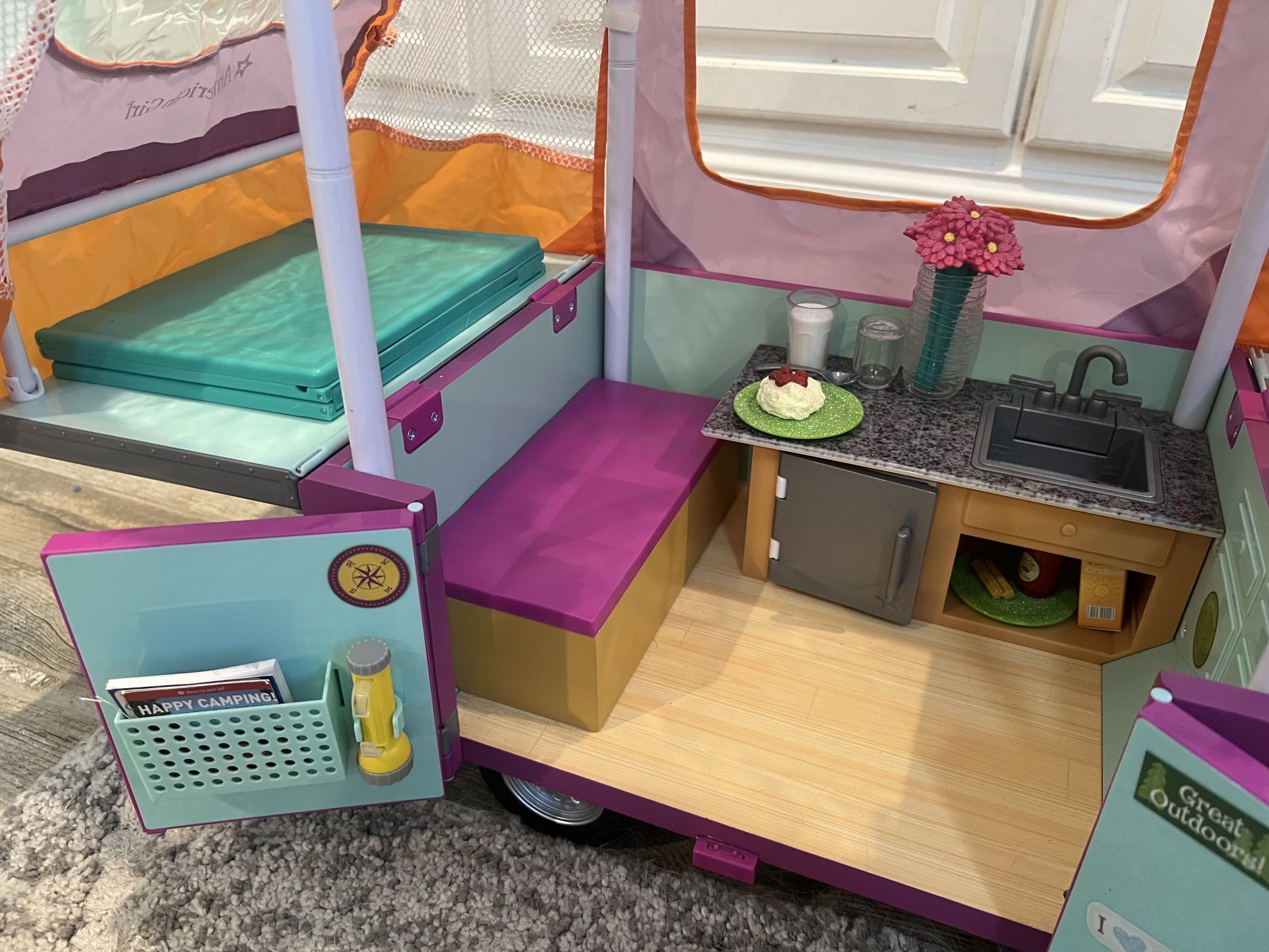 American Girl Doll CAMPER pop up ADVENTURE Camper Car