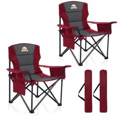 Oversized Camping Chairs 2 Pack - 450lbs Support Heavy Duty Folding Camp Chair 
