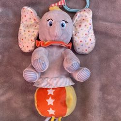 Disney Baby Dumbo Plush Spinning Toy 12" Clip on Hangs Crib Stroller Interactive