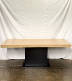 Rectangle Pedestal Base Dining Table, with leaf , black & brown *Delivery Available*