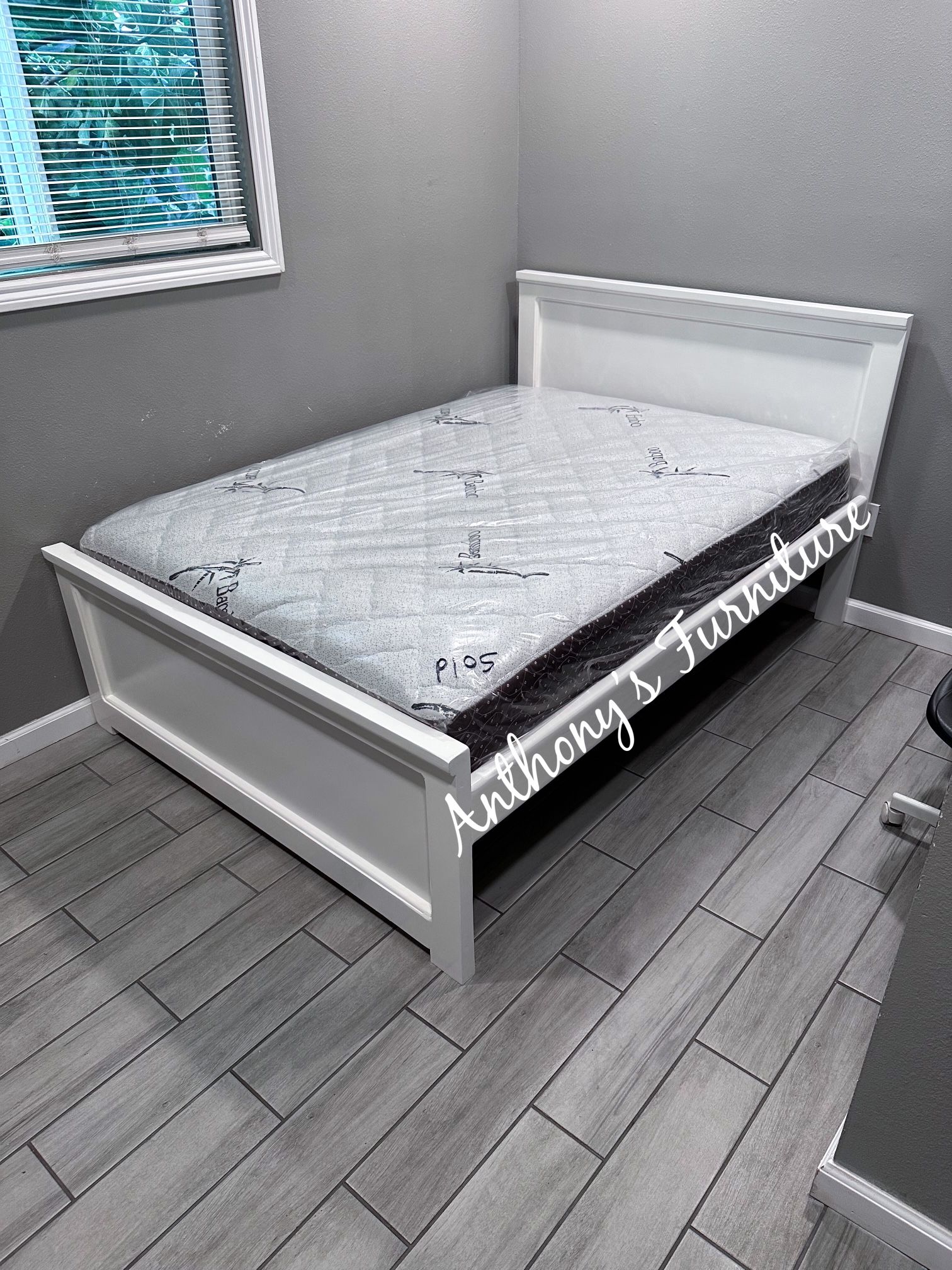 White Full Bed With Mattress