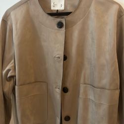 Suede Look Jacket Color Tan Size M