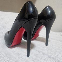 Christian Louboutin black patent leather  high-heeled stilettos