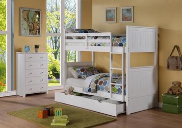 Sasha (White - Black) Twin over Twin Bunk Bed | 9060