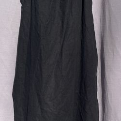 A NEW DAY Sz L Black Linen Blend Cami Midi Slip Dress Summer Boho Minimalist