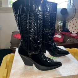Black Shiny Cowgirl Boots