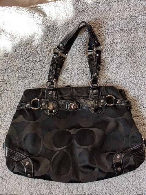 Coach Carly Satchel Handbag Black