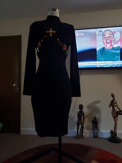 Black dress with rhinestone