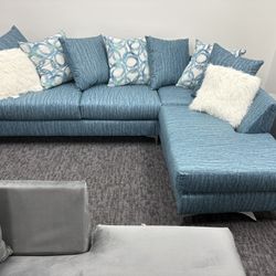 BRAND NEW SECTIONALS  .. $695 INCLUDING DELIVERY! YOU DON’T PAY UNTIL WE DELIVER!! Available in light blue , dark blue and apricot colors