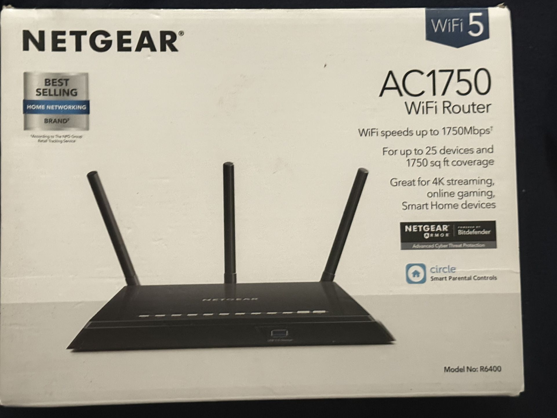 Brand New In Box - NETGEAR Nighthawk AC1750 Smart Wi-Fi gaming Router Wireless Speed R6700