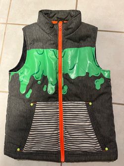 Kids Puffer Vest with Slime Graphic, 8/10