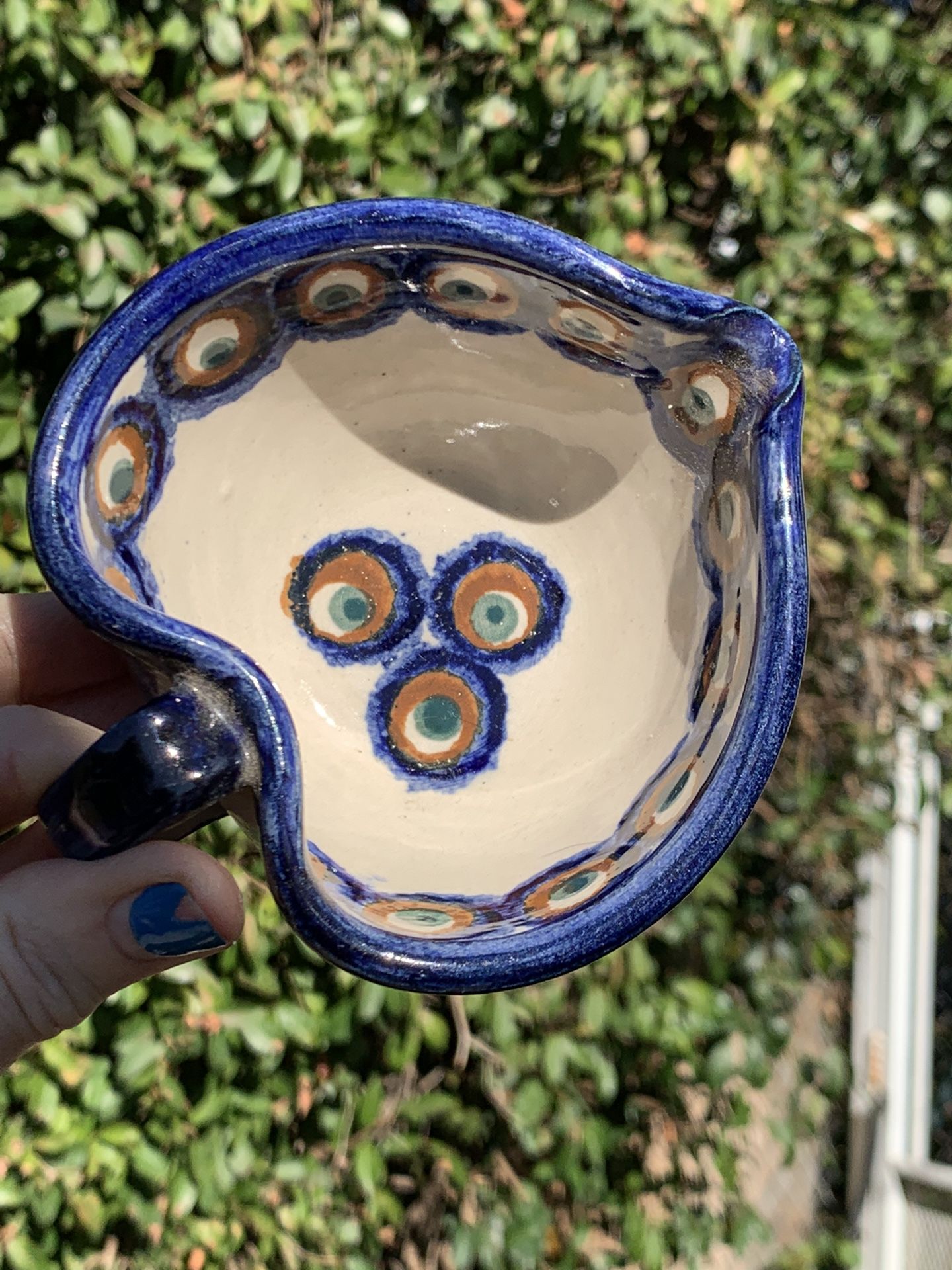 Antique German Handarbeit Pottery Salt Glaze creamer/Bowl