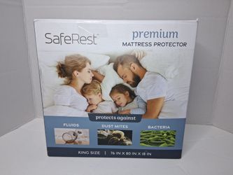 SafeRest Waterproof King Size Mattress Protector - Fitted with Stretchable Pockets - Machine Washable Cotton Blend Mattress Cover for Bed new selling 
