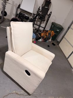 Boucle White Recliner Chair