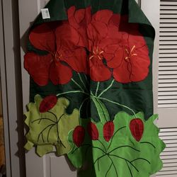 Vintage 44.5"x31" Christmas Poinsettia Yard Garden Holiday Flag Banner