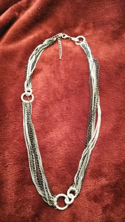 Silver and Black Stranded Chain Necklace