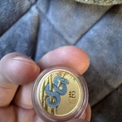2025 1/10th Oz Gold Lunar Year Of The Snake Colorized