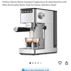 Kismile Espresso Machine, 20 Bar Espresso Maker with Milk Frother Steam Wand & 40oz Removable Water Tank, Compact Cappuccino & Latte Machine for Home,