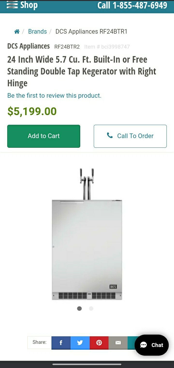 DCS 24 Inch Built-In or Free Standing Double Tap Kegerator