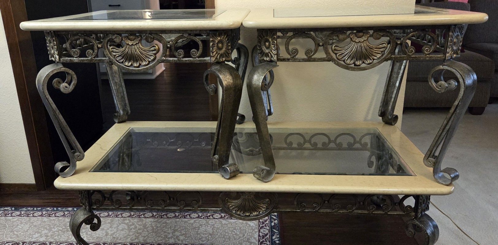 Wrought Iron, Marble & Glass Tables