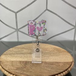 Pink RN Glitter Badge Reel