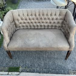 Modern 2 Seater Brown Sofa Loveseat Couch Buttoned Size Is Small/Tiny