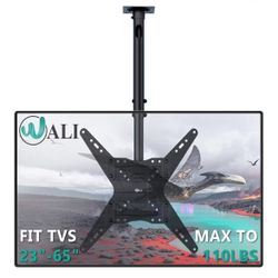 WALI Ceiling TV Mount Adjustable Bracket Fits Most LED, LCD, OLED and Plasma Flat Screen Display 23 to 65 Inch, up to 110 Lbs, Mounting Holes 400x400m