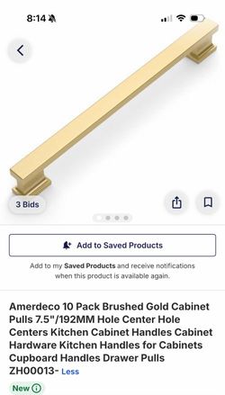 Amerdeco Brushed Gold Cabinet Pulls 10-Pack