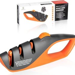 Knife Sharpener with Adjustable Angle Guide,Knife Sharpening with Diamond and Tungsten Carbide,Hand Held Knife Sharpener for All Knives Including Prec