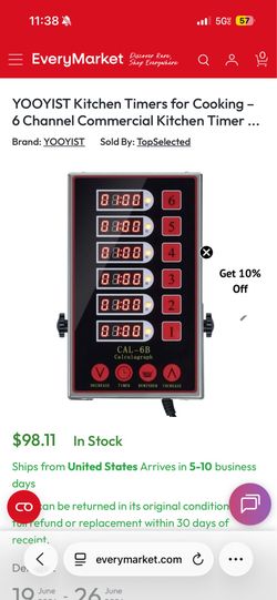 Commercial kitchen timer for 6