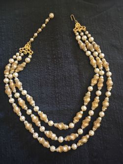 Trifari Multi Strand Faux Pearl Necklace
