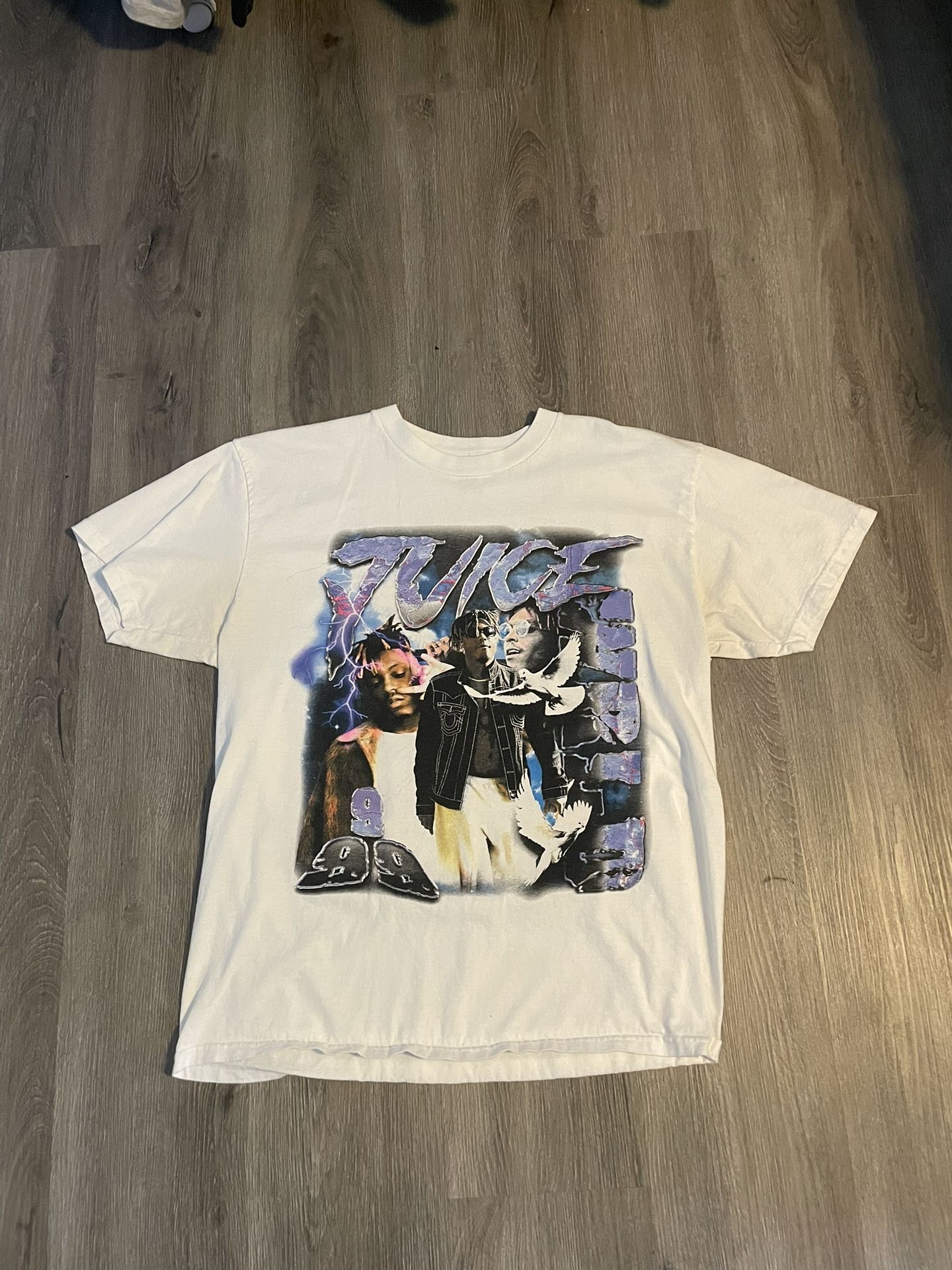 Y2K White Juice Wrld 999 graphic tee
