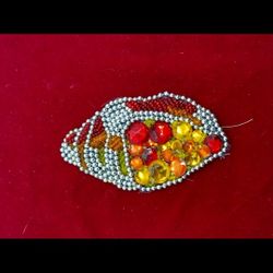 Vintage Handmade Orange Sequins Applique 