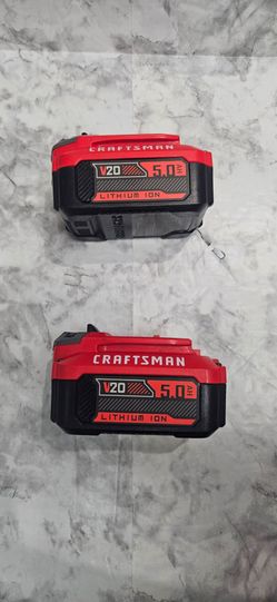 Two Craftsman V20 5.0Ah Lithium Ion Batteries