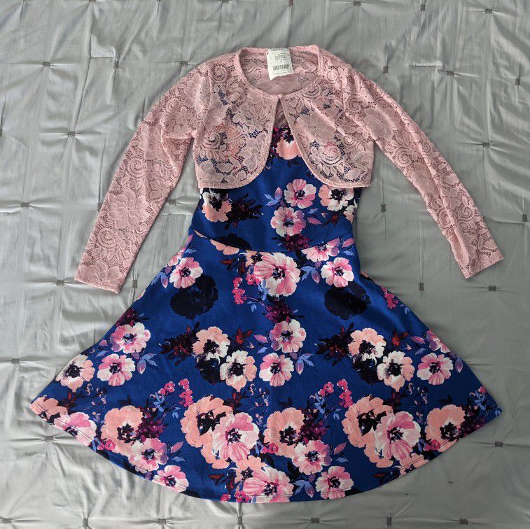 NWT Girls Sleeveless Dress & Cardigan Set