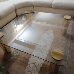 Mid Century Modern Glass Top Coffee Table 