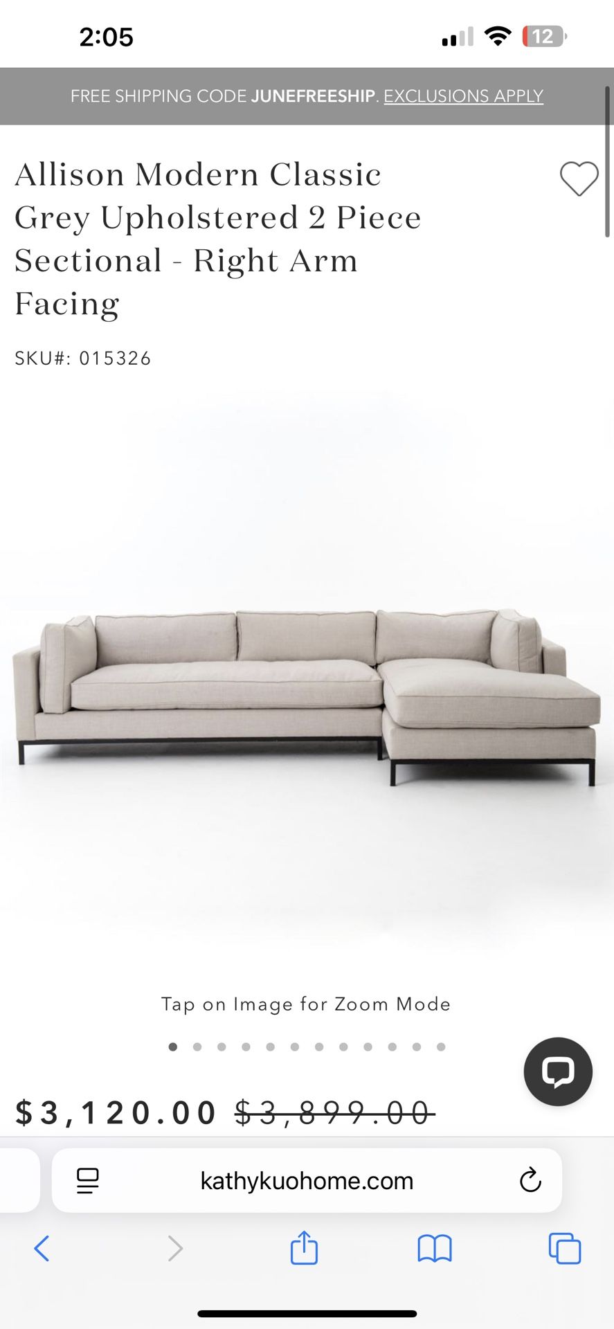 Four Hands Two Piece Sectional - $800 OBO