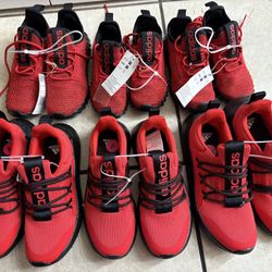 Adidas Red And Black Shoes For Kids Bundle Lot 
