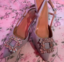 Light denim kitten heels