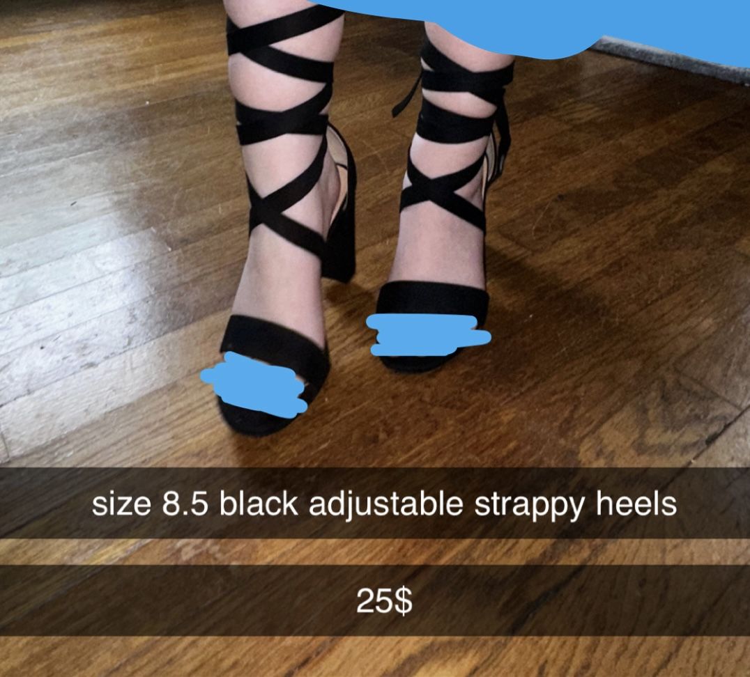 size 8.5 black strappy heels