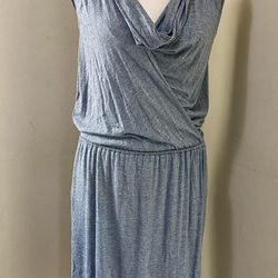 ANN TAYLOR LOFT Womes XS Gray Knit Jersey Dress Drape Neck Sleeveless