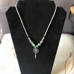 Dream Catcher Necklace With Jade 