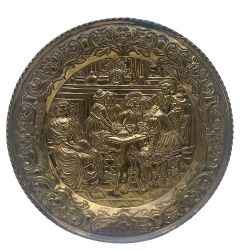 Vintage 1950's Three Musketeers Large Gold Tone 15" Tavern / Pub Scene Wall Decor