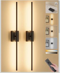 Ouyulong Battery Operated Wall Sconces Set of 2, 10000mAh Wireless Rechargeable 3000-6000K Dimmable 350° Rotate Wall Light with Remote for Living Room