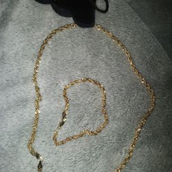 Real 10k Peru 4mm Gold Rope Chain And Bracelet 