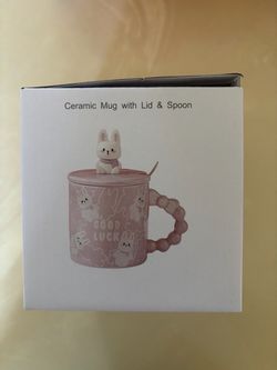 Ceramic Bunny Mug with Lid & Spoon
