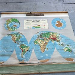 Vintage School Room Hanging World Map