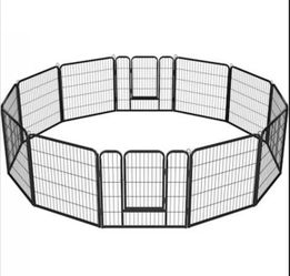 Black 12 Panels Metal Dog Playpen, 0.59" L X 32" W X 32" H