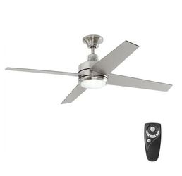 Home Decorators Collection Mercer 52 in. LED Indoor Brushed Nickel Ceiling Fan with Light Kit