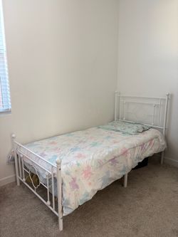 Twin bed frame and mattress